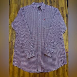 Ariat Men's FR Cat2 Red and Black Plaid Button Down Shirt Xl Tall